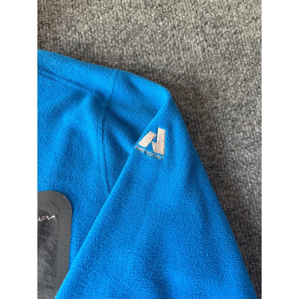 Eddie Bauer First Ascent Men's Blue Full Zip Fleece Jacket Stand-Up Collar Small